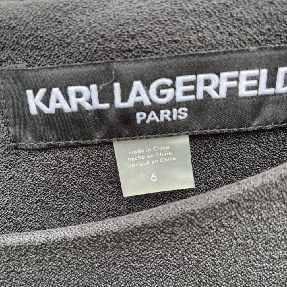 Karl Lagerfeld Dress Black Midi Tulip Sleeve Classic Versatile Size 6 NWT - Picture 11 of 11